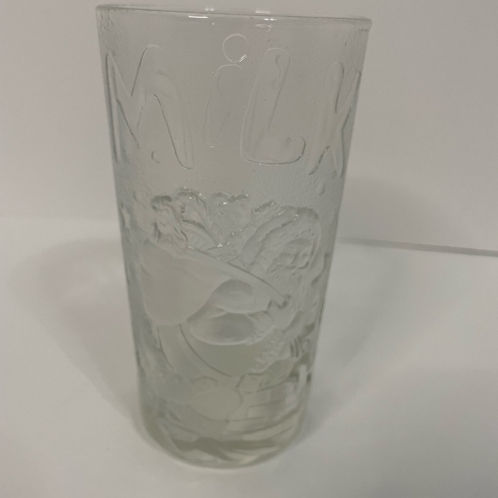 Vintage 3D Embossed “Milk for Santa” 12oz Drinking Glass